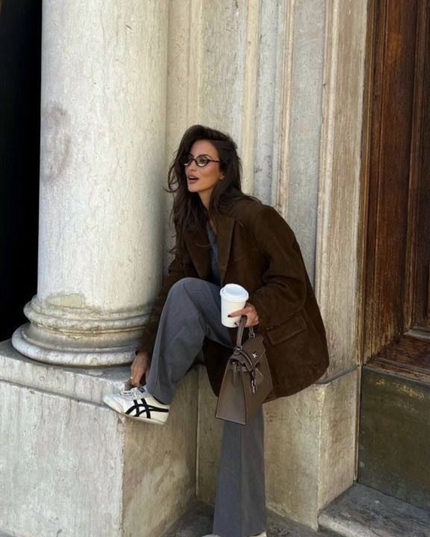 Women's Brown Suede Button-Front Layering Jacket