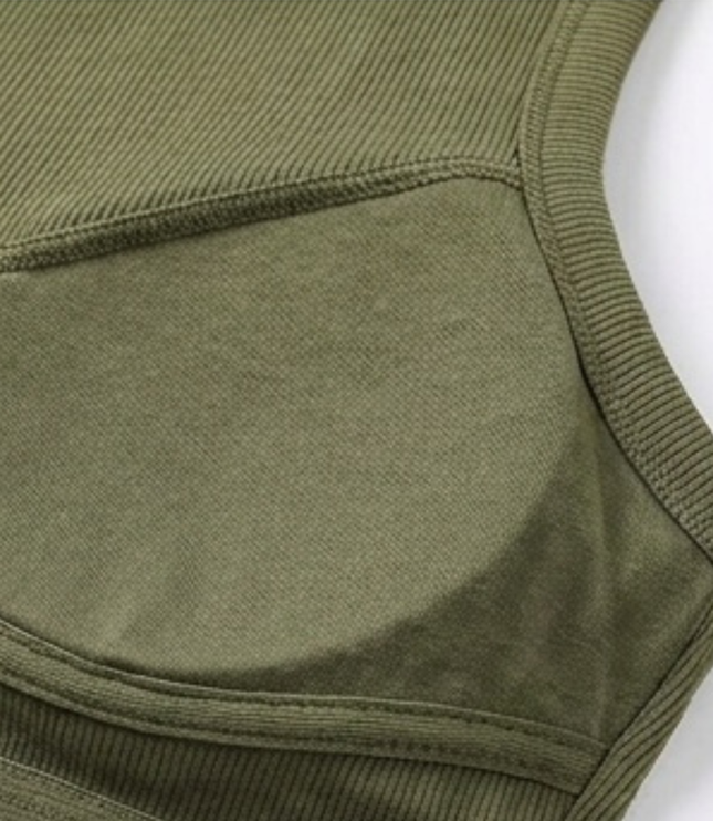 Women's Built In Bra Ribbed Racerback Summer Tank Top