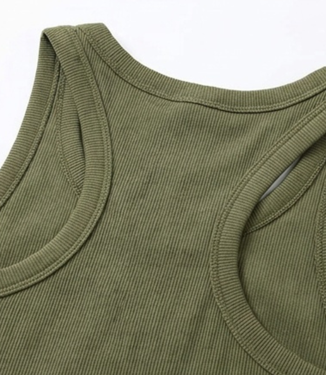 Women's Built In Bra Ribbed Racerback Summer Tank Top