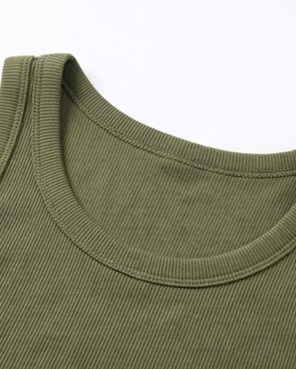 Women's Built In Bra Ribbed Racerback Summer Tank Top