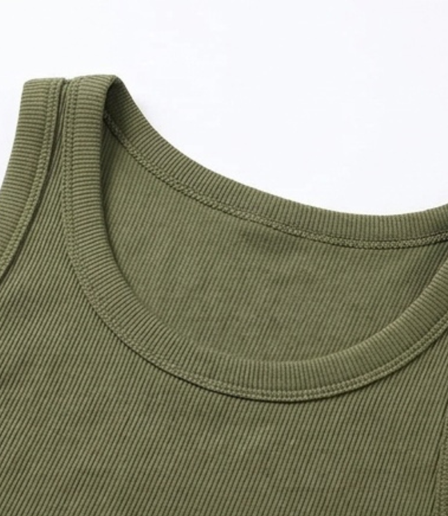 Women's Built In Bra Ribbed Racerback Summer Tank Top