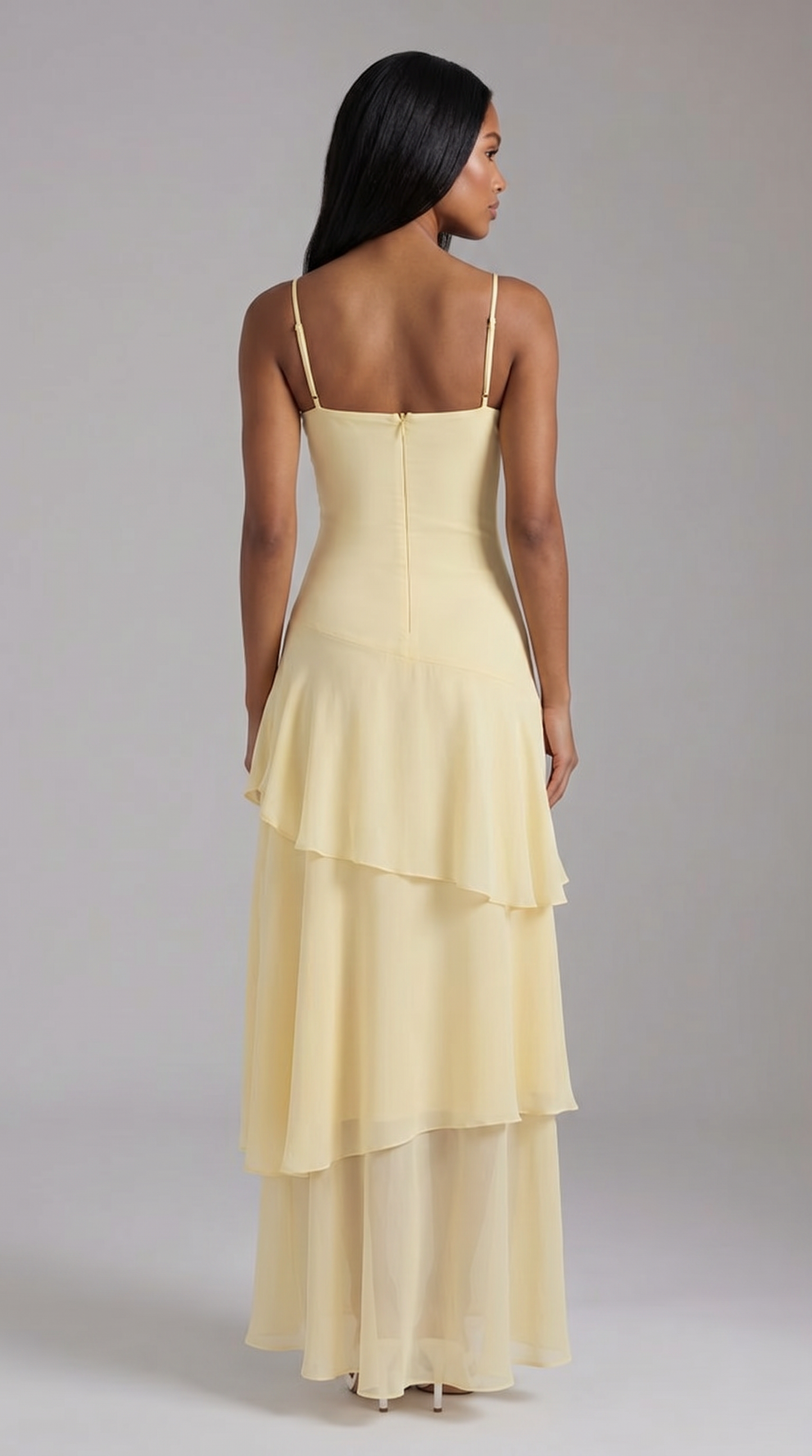 Women's Butter Yellow Floral Garden Wedding Guest Midi Dress