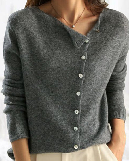 Women's Button-Front Cardigan with a Draped V-Neck