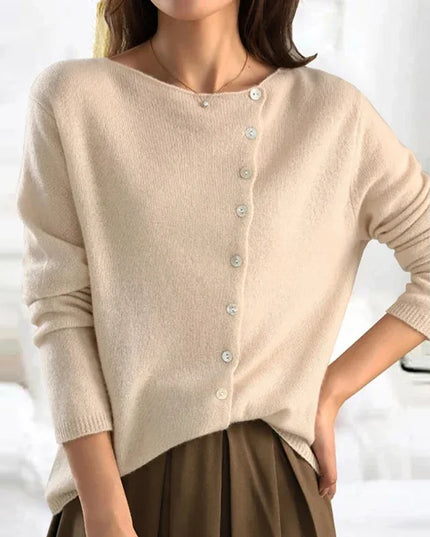Women's Button-Front Cardigan with a Draped V-Neck