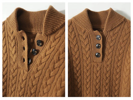 Women's Button-Up Sweater in a Cable Knit with a Stand Collar