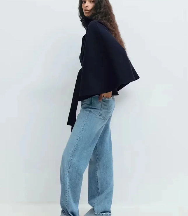Women's Cape Silhouette Structured Layering Jacket