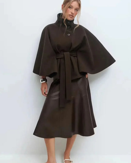 Women's Cape Silhouette Structured Layering Jacket