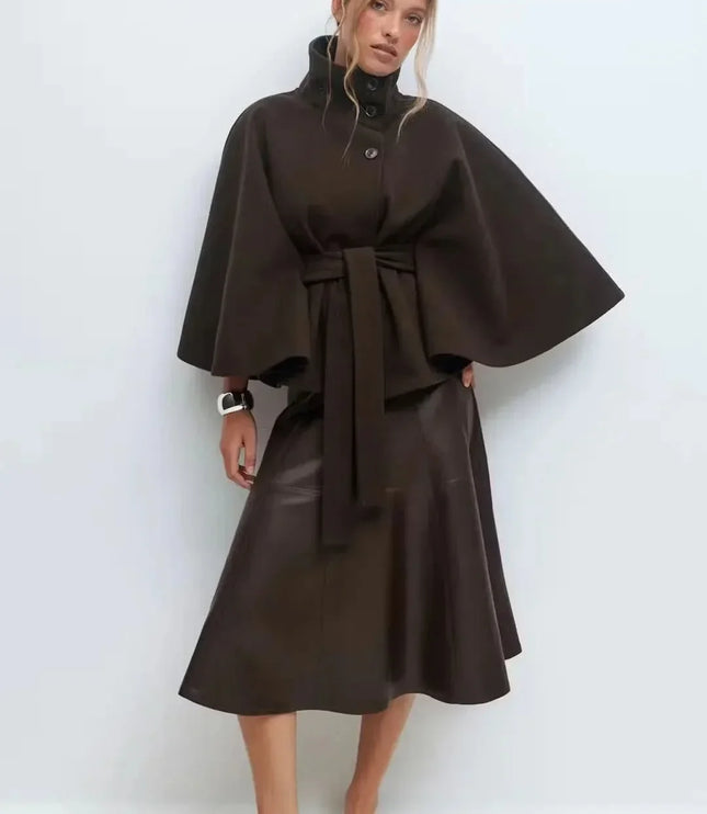 Women's Cape Silhouette Structured Layering Jacket