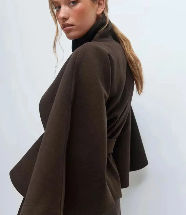 Women's Cape Silhouette Structured Layering Jacket