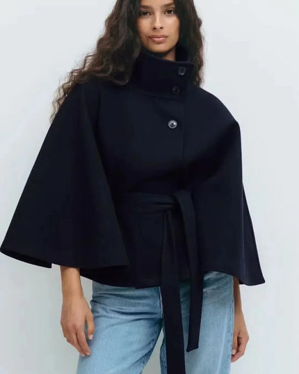 Women's Cape Silhouette Structured Layering Jacket