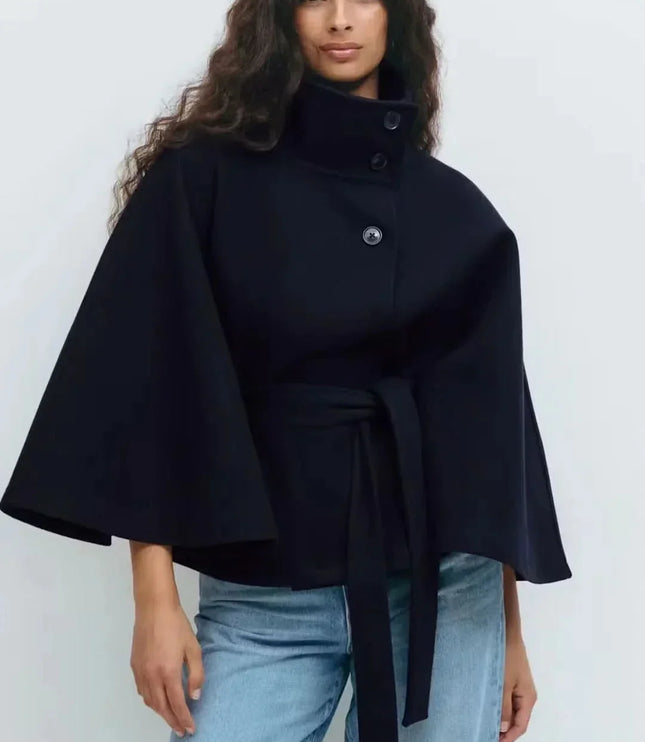 Women's Cape Silhouette Structured Layering Jacket