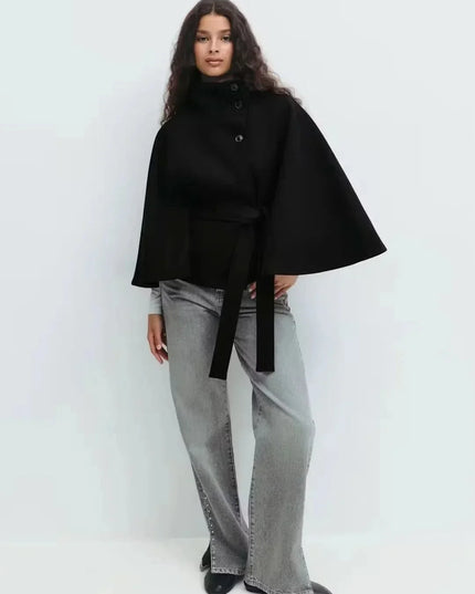 Women's Cape Silhouette Structured Layering Jacket
