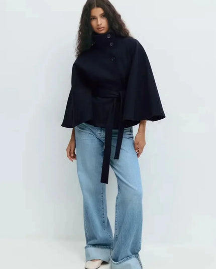 Women's Cape Silhouette Structured Layering Jacket