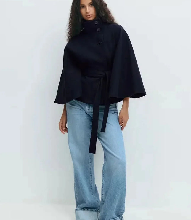 Women's Cape Silhouette Structured Layering Jacket