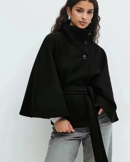 Women's Cape Silhouette Structured Layering Jacket