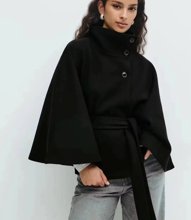 Women's Cape Silhouette Structured Layering Jacket