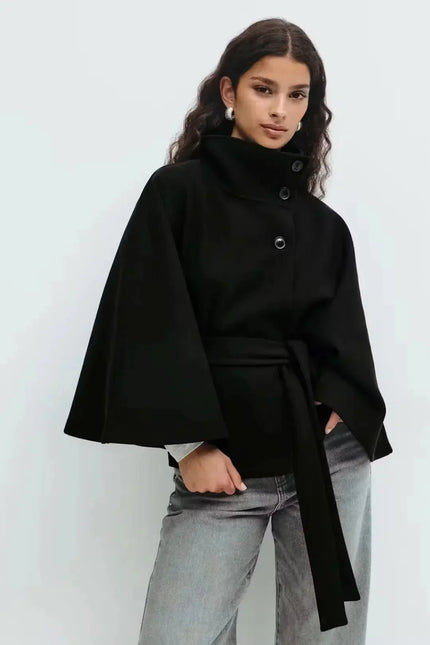 Women's Cape Silhouette Structured Layering Jacket