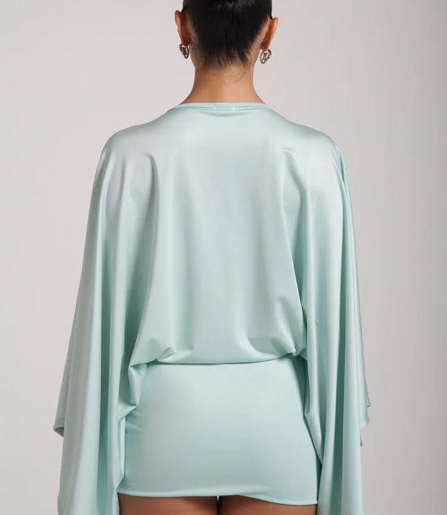 Women's Cape Sleeve Flowy Cocktail Party Mini Dress