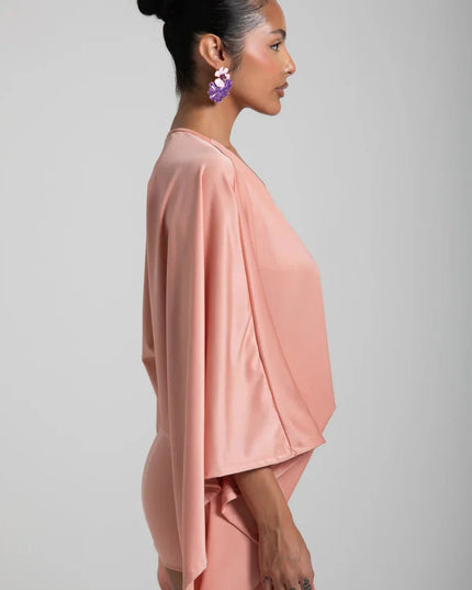 Women's Cape Sleeve Flowy Cocktail Party Mini Dress