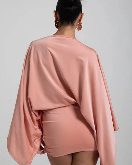Women's Cape Sleeve Flowy Cocktail Party Mini Dress