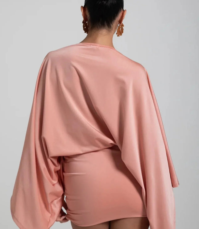 Women's Cape Sleeve Flowy Cocktail Party Mini Dress