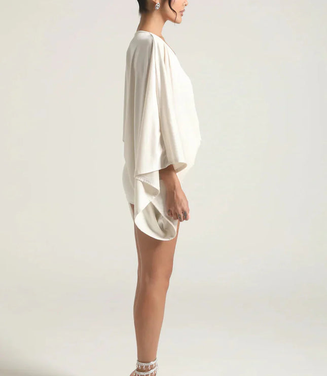 Women's Cape Sleeve Flowy Cocktail Party Mini Dress