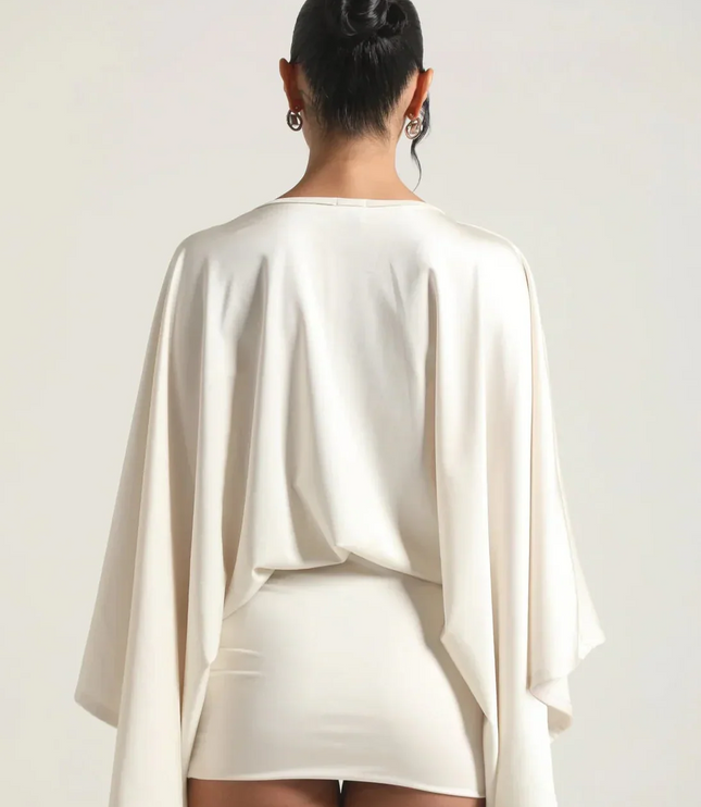 Women's Cape Sleeve Flowy Cocktail Party Mini Dress