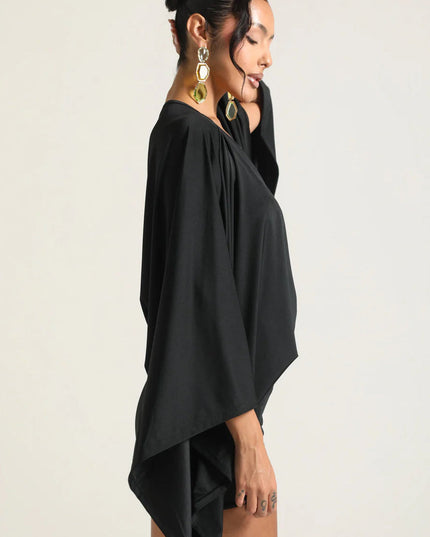 Women's Cape Sleeve Flowy Cocktail Party Mini Dress