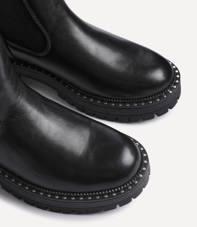 Women's Chelsea Boots in Faux Leather with a Studded Edge