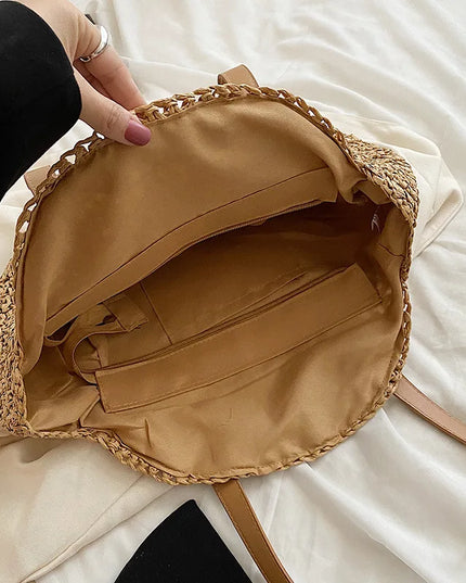 Women's Circular Crochet Bag with a Woven Pattern