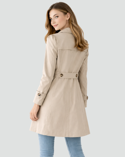 Women's Classic Tailored Button Front Trench Coat