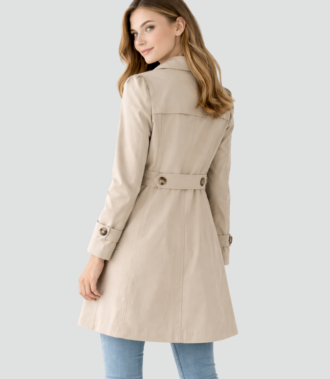 Women's Classic Tailored Button Front Trench Coat