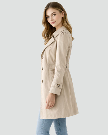 Women's Classic Tailored Button Front Trench Coat