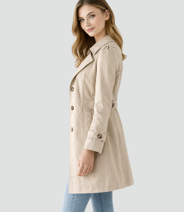 Women's Classic Tailored Button Front Trench Coat