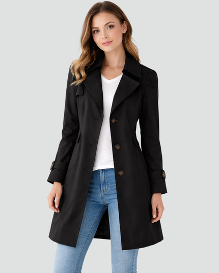 Women's Classic Tailored Button Front Trench Coat