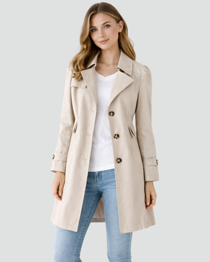Women's Classic Tailored Button Front Trench Coat