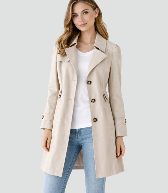Women's Classic Tailored Button Front Trench Coat
