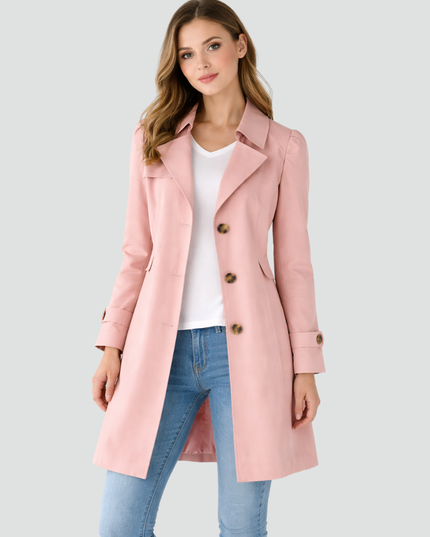 Women's Classic Tailored Button Front Trench Coat