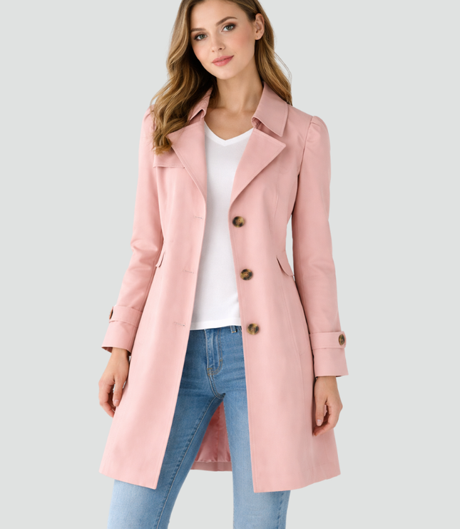 Women's Classic Tailored Button Front Trench Coat