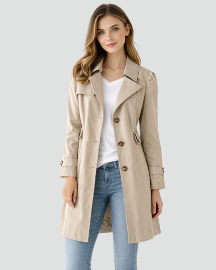 Women's Classic Tailored Button Front Trench Coat