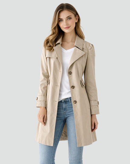 Women's Classic Tailored Button Front Trench Coat