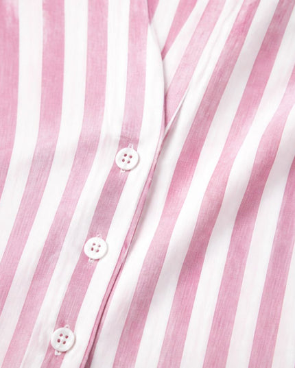 Women's Collared Striped Sleeveless Shirt Dress