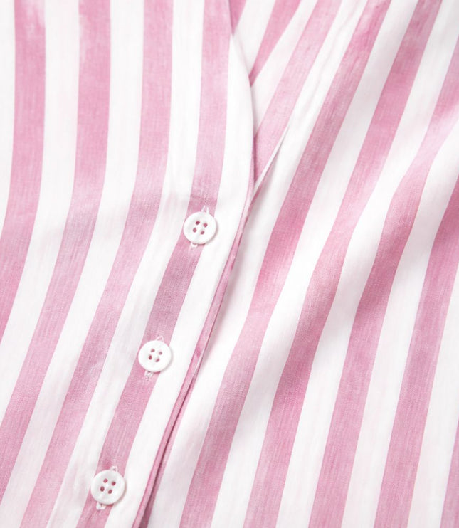 Women's Collared Striped Sleeveless Shirt Dress