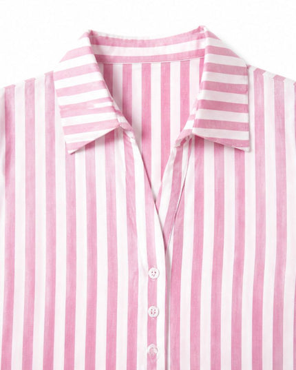 Women's Collared Striped Sleeveless Shirt Dress