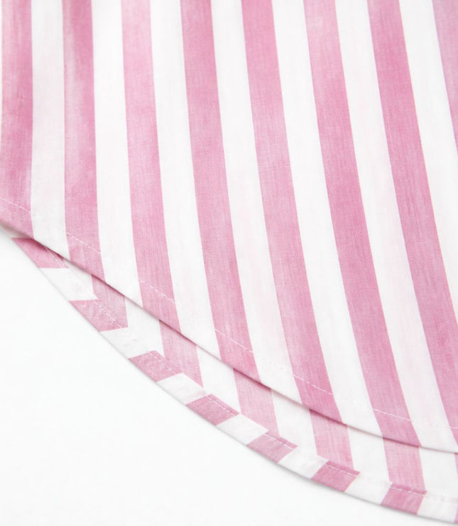 Women's Collared Striped Sleeveless Shirt Dress