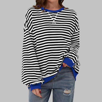Women's Contrast-Trim Striped Sweatshirt in a Retro Palette