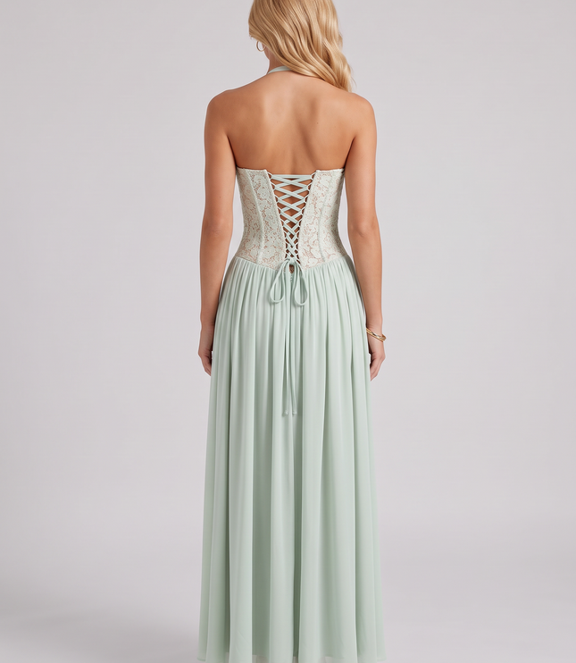 Women's Corset-Style Dress with a Lace-Up Back