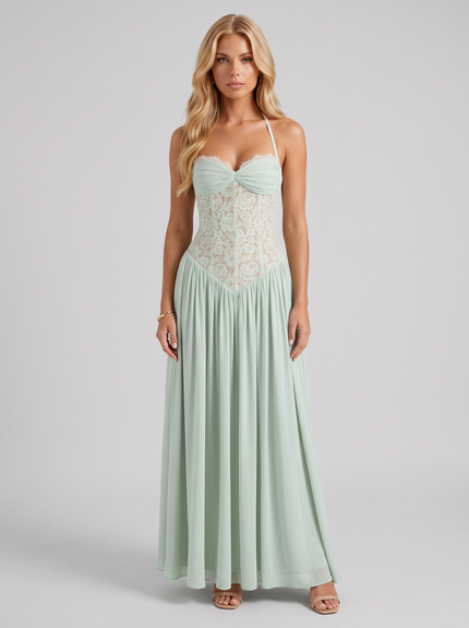 Women's Corset-Style Dress with a Lace-Up Back