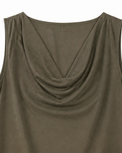 Women's Cowl Neck Sleeveless Shift Mini Summer Dress