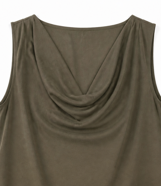 Women's Cowl Neck Sleeveless Shift Mini Summer Dress